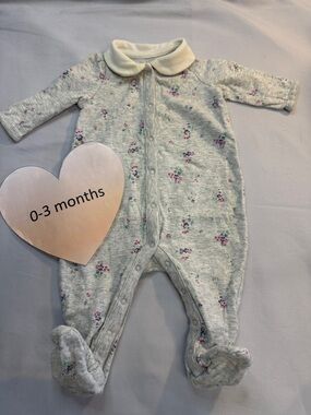 GAP Baby - Gray Floral Kids Footie Romper Sleeper
